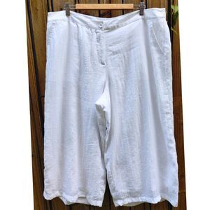 Women's Charter Club Pant Shop Classic Fit Linen White w/Shimmer Pants (Sz 18)